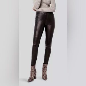 AS by DF Kiki Lamb Leather Leggings Black Ponte Pant Knit Combo Pull On Mid Rise